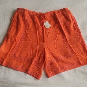 FREE PEOPLE Vibrant Orange Bermuda Shorts with Elastic Waistband